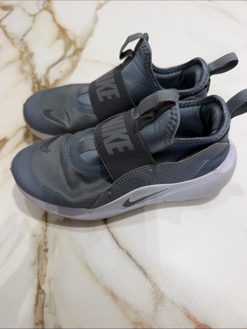 Nike Kids Grey Slip-On Athletic Sneakers 1Y